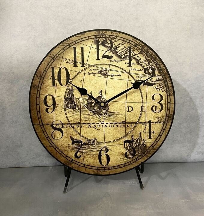 Tan Map Wall Clock - CustomBigClocks
