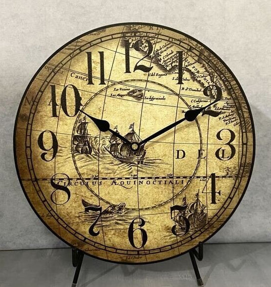 Tan Map Wall Clock - CustomBigClocks