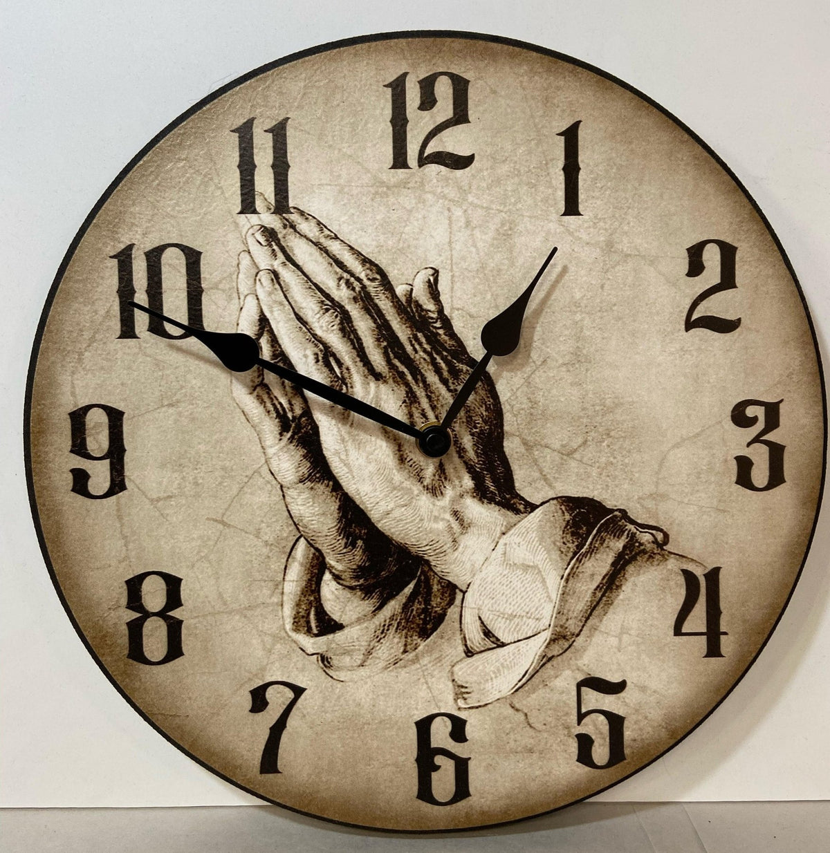 Parchment Praying Hands Wall Clock - CustomBigClocks