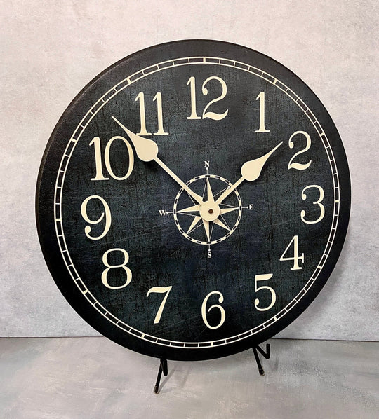 Nautical Navy &amp; Tan Wall Clock - CustomBigClocks