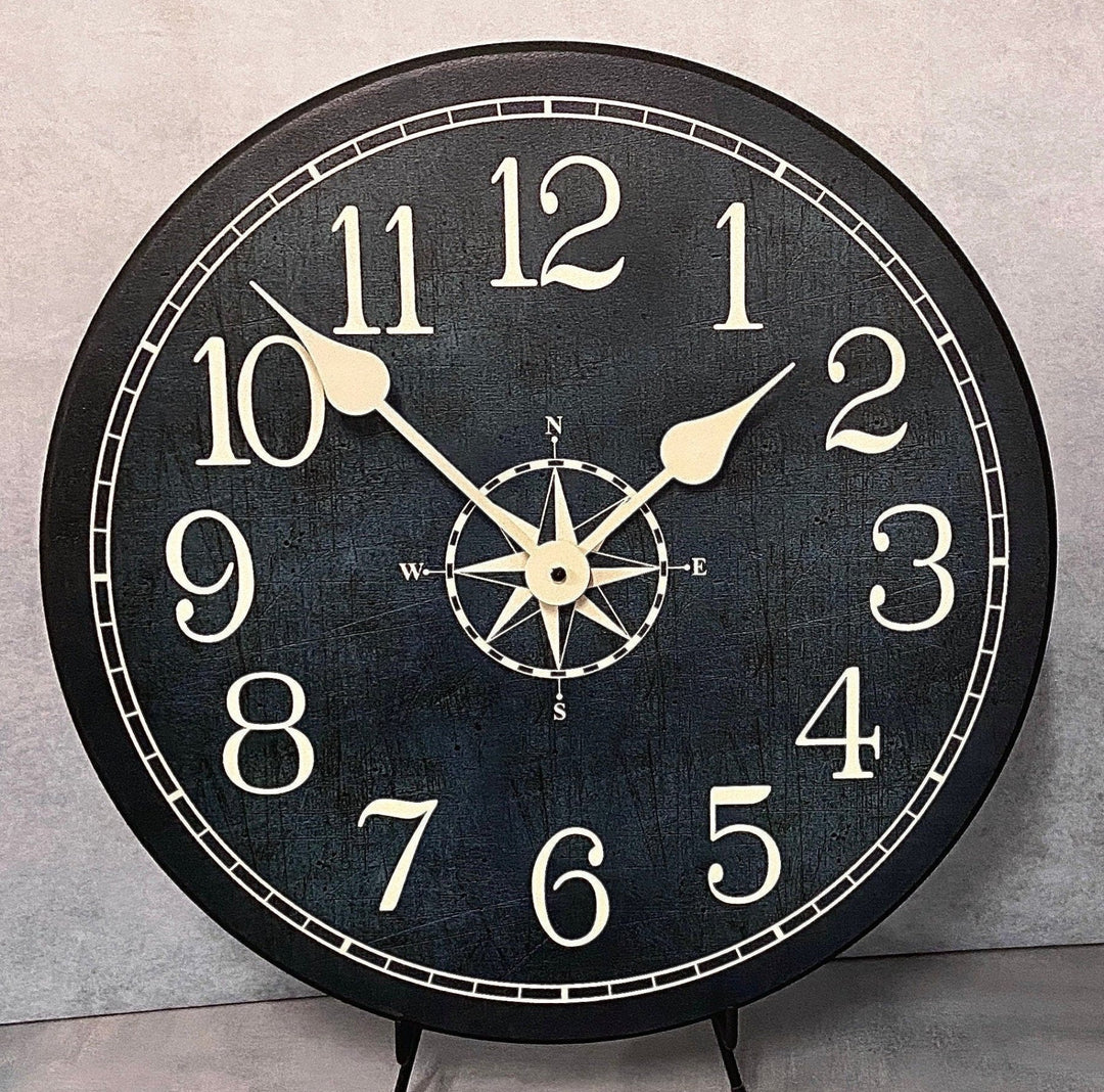 Nautical Navy &amp; Tan Wall Clock - CustomBigClocks