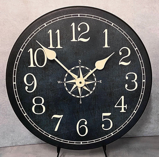 Nautical Navy &amp; Tan Wall Clock - CustomBigClocks