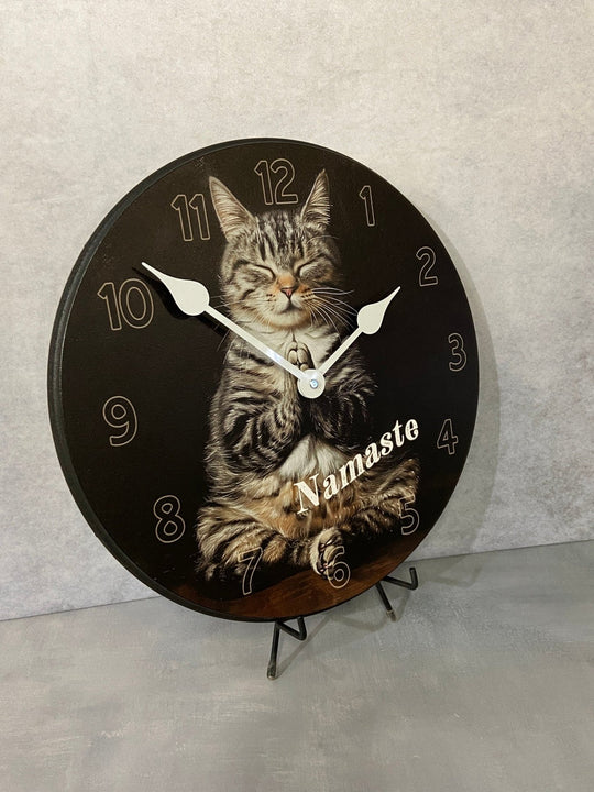 Namaste Yoga Cat Wall Clock - CustomBigClocks