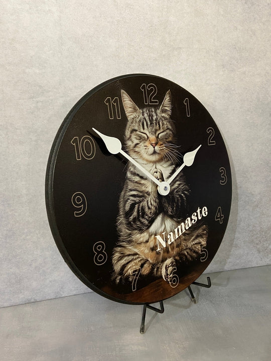 Namaste Yoga Cat Wall Clock - CustomBigClocks