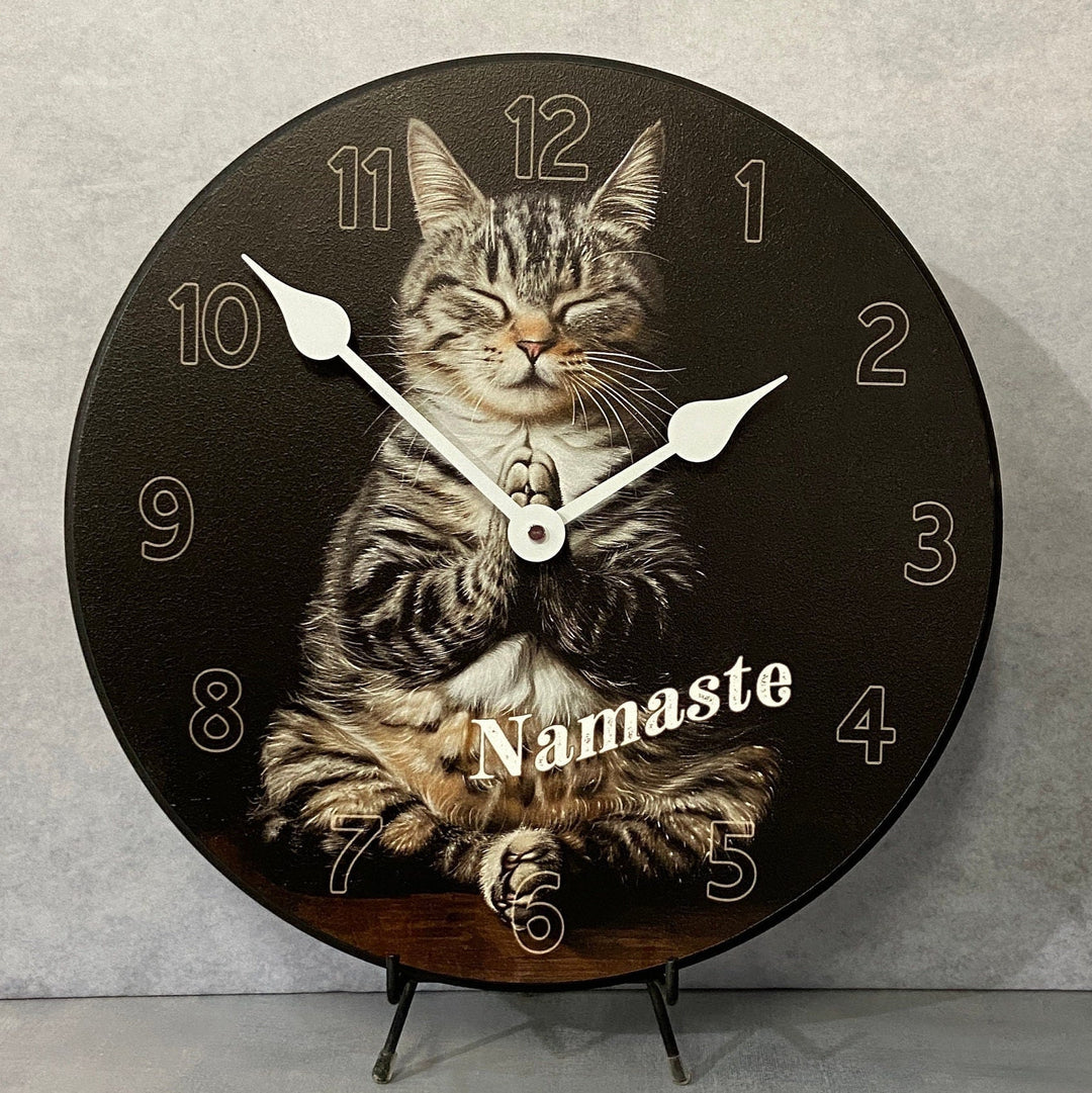 Namaste Yoga Cat Wall Clock - CustomBigClocks