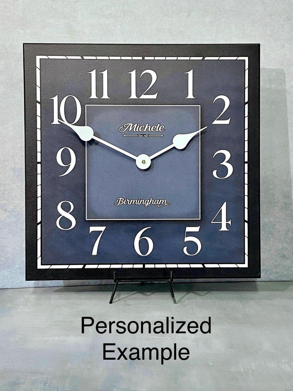 Navy Waterford Square Wall Clock - CustomBigClocks