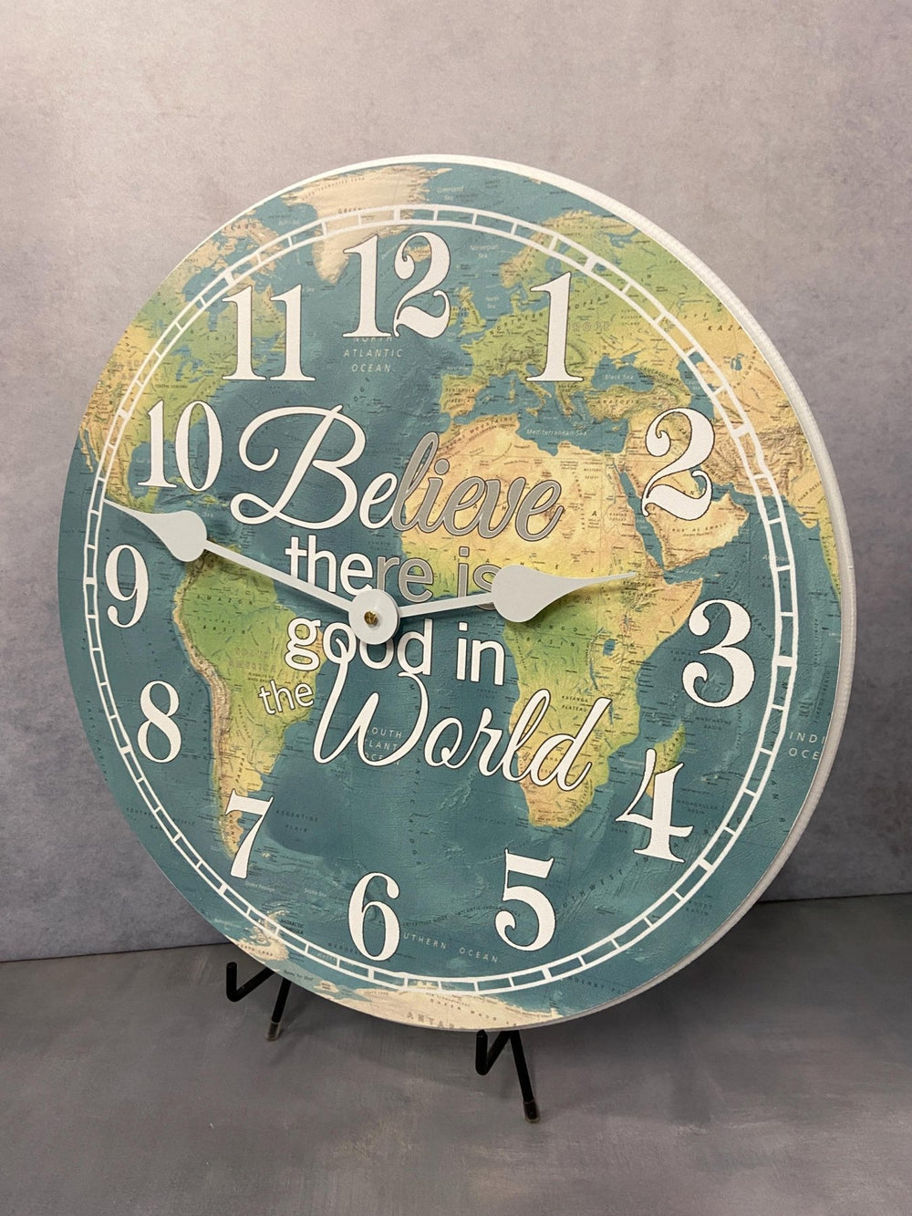 Believe In Good Map Wall Clock - CustomBigClocks