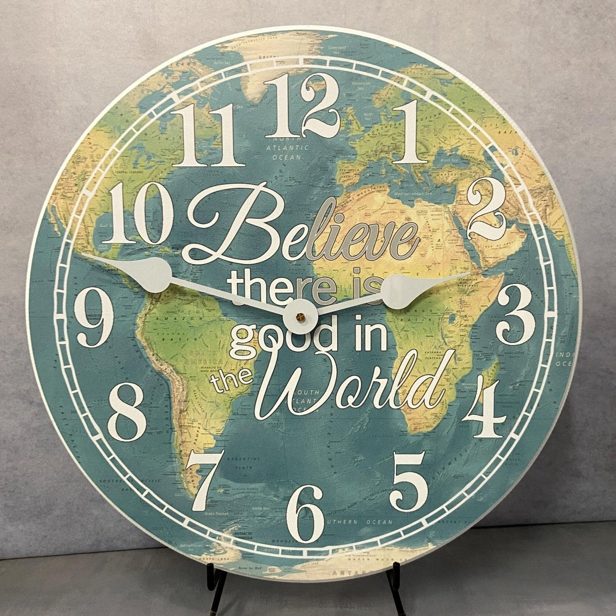 Believe In Good Map Wall Clock - CustomBigClocks