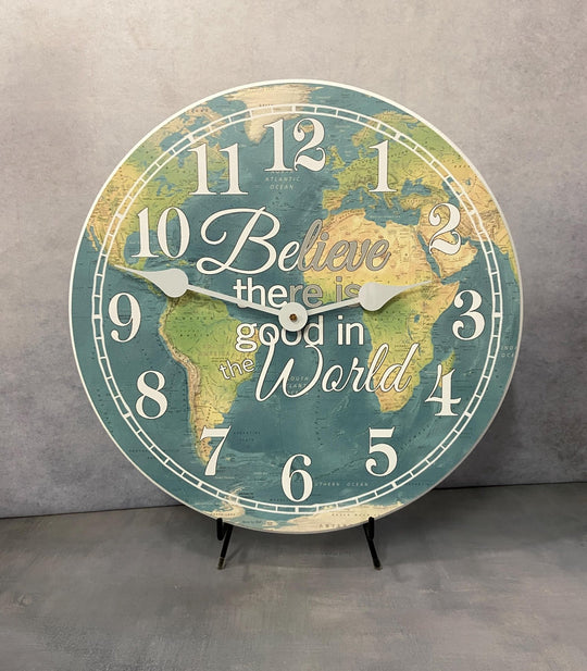 Believe In Good Map Wall Clock - CustomBigClocks