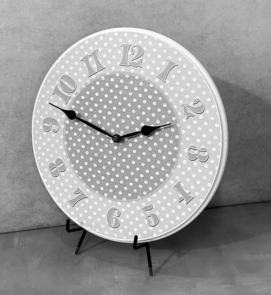 Gray Dotted Swiss Wall Clock - CustomBigClocks