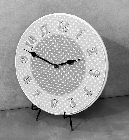 Gray Dotted Swiss Wall Clock - CustomBigClocks