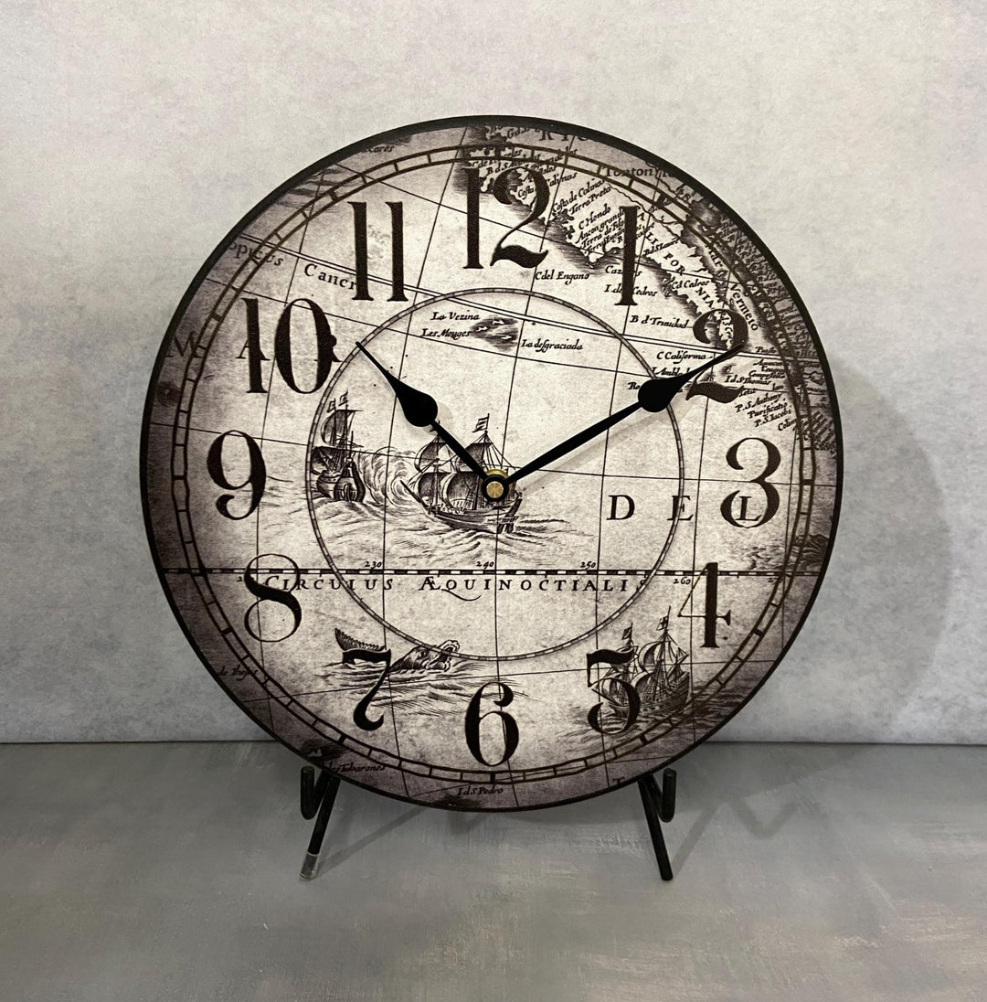 Gray Map Wall Clock - CustomBigClocks