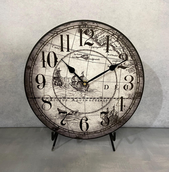 Gray Map Wall Clock - CustomBigClocks