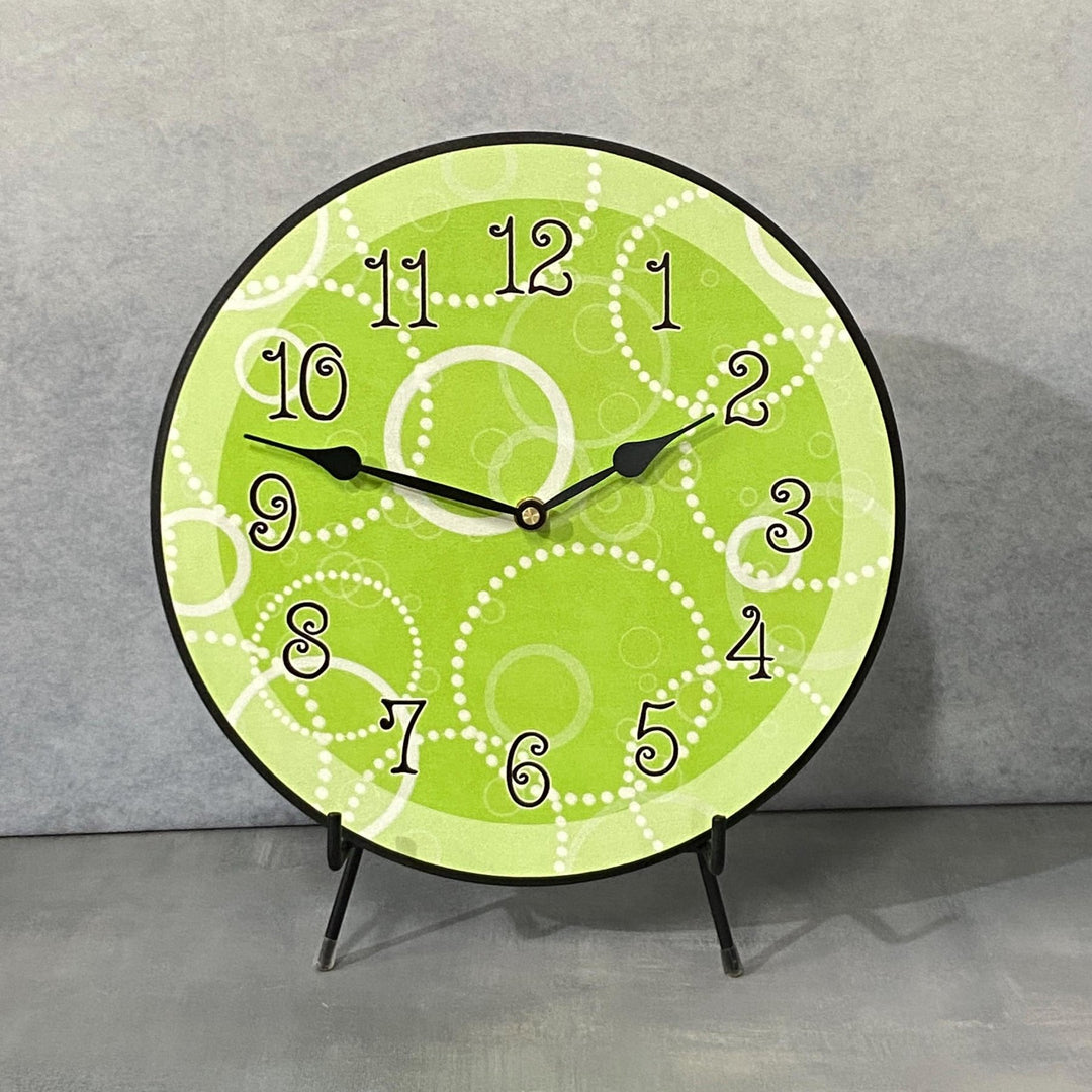 Lime Green Circles Wall Clock - CustomBigClocks
