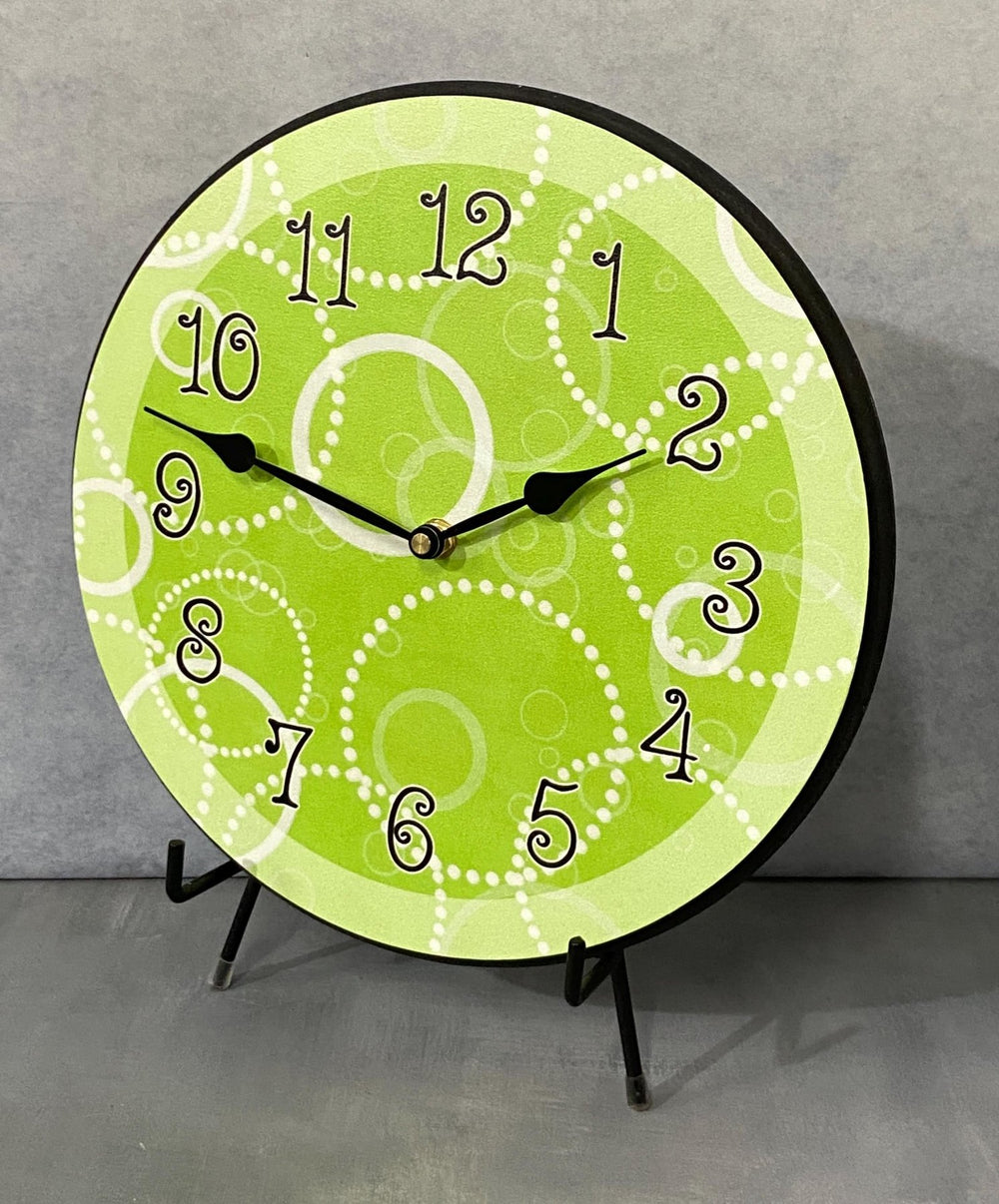 Lime Green Circles Wall Clock - CustomBigClocks