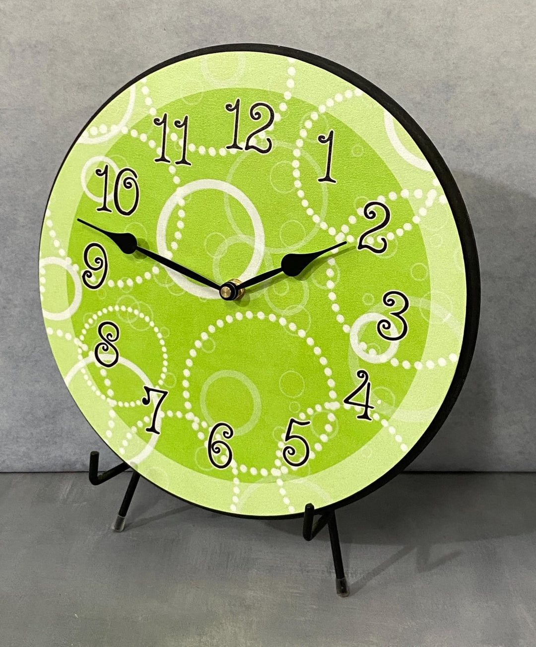 Lime Green Circles Wall Clock - CustomBigClocks