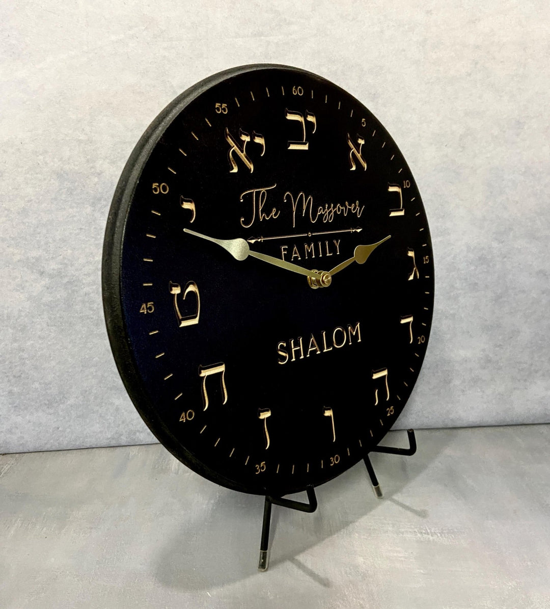 Black Or Gray Hebrew Clock - CustomBigClocks