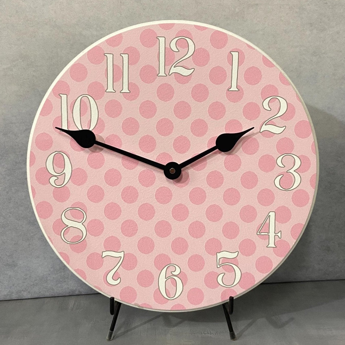 Pink Polka Dot Wall Clock - CustomBigClocks