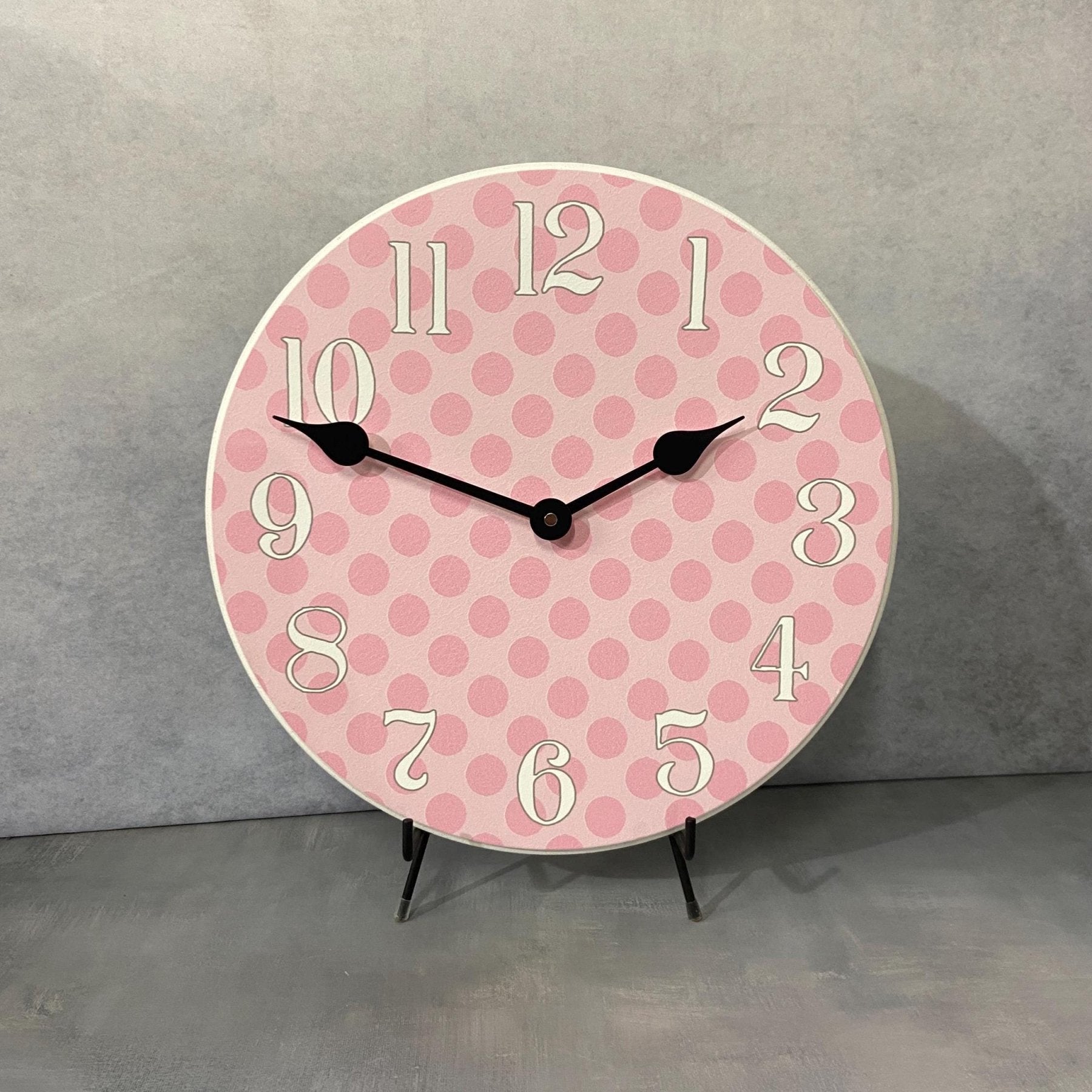 Pink Polka Dot Wall Clock - CustomBigClocks