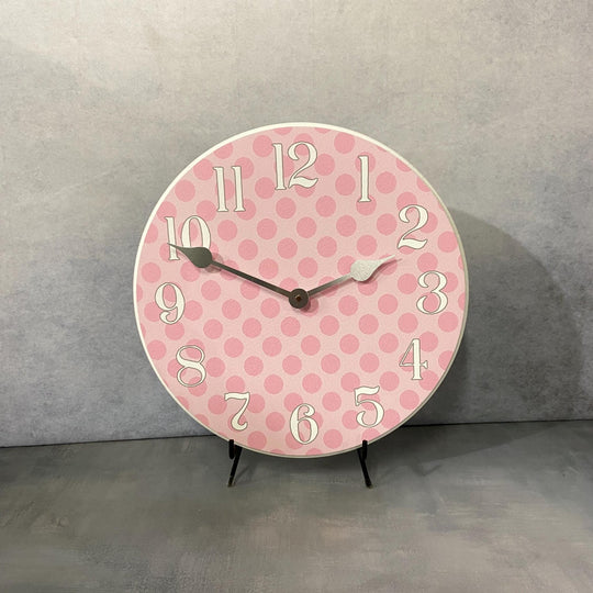 Pink Polka Dot Wall Clock - CustomBigClocks