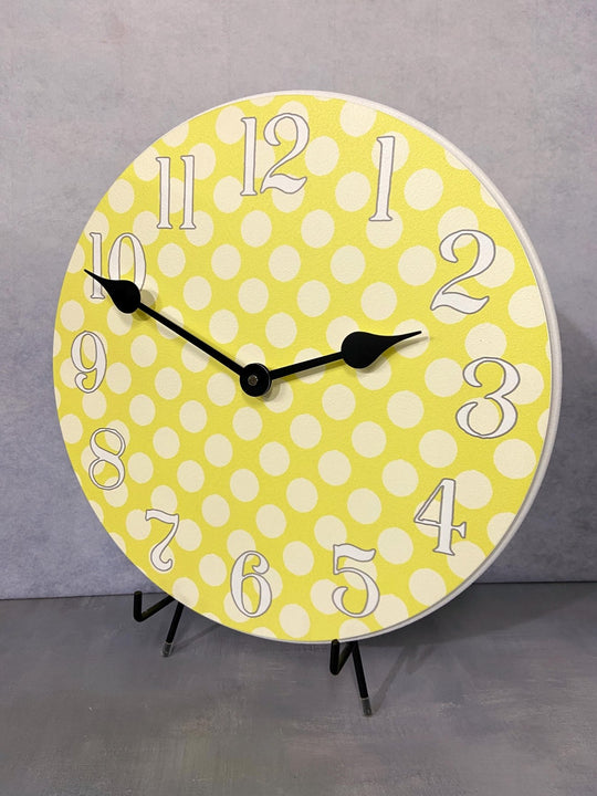 Yellow Polka Dot Wall Clock - CustomBigClocks