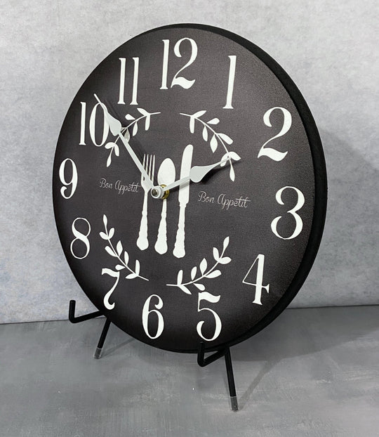 Bon Appetit Black Wall Clock - CustomBigClocks