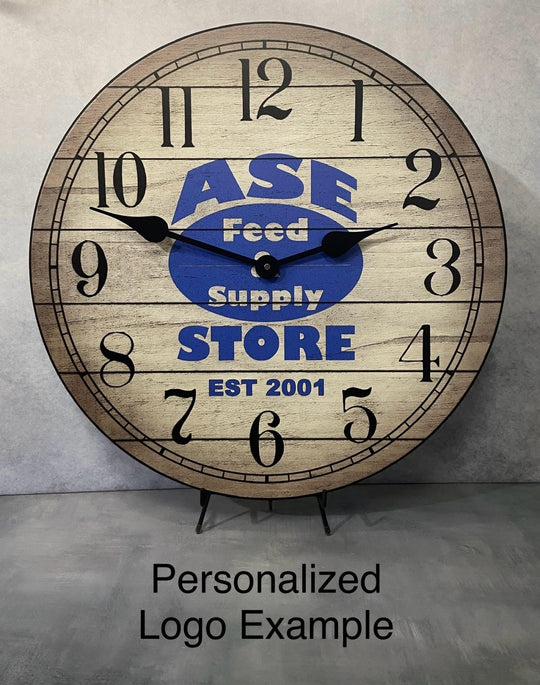 Personalized Blonde Wood Photo Wall Clock - CustomBigClocks