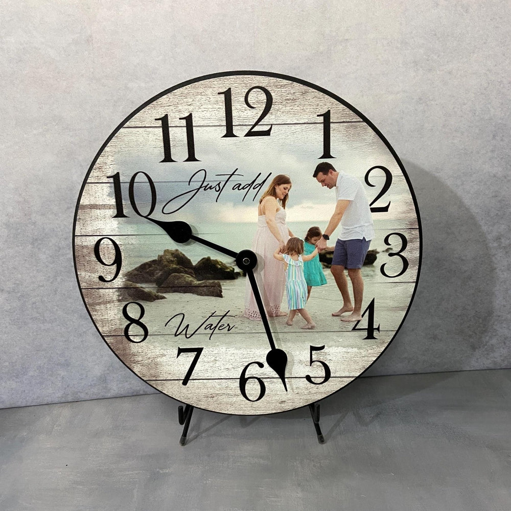 Personalized Whitewash Wood Photo Wall Clock - CustomBigClocks