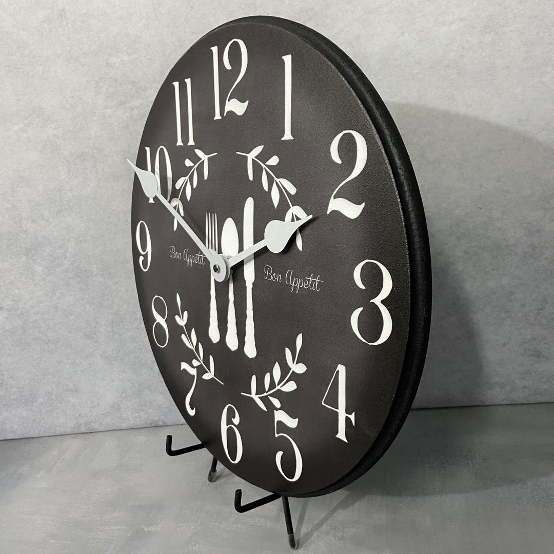 Bon Appetit Black Wall Clock - CustomBigClocks