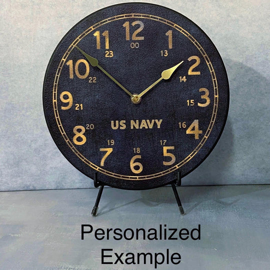 U.s. Naval And Gold Wall Clock - CustomBigClocks