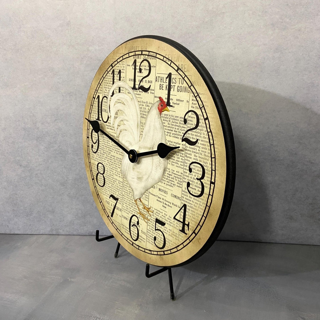 Newspaper Rooster Wall Clock - CustomBigClocks