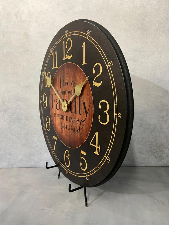 Black &amp; Wood Family - CustomBigClocks