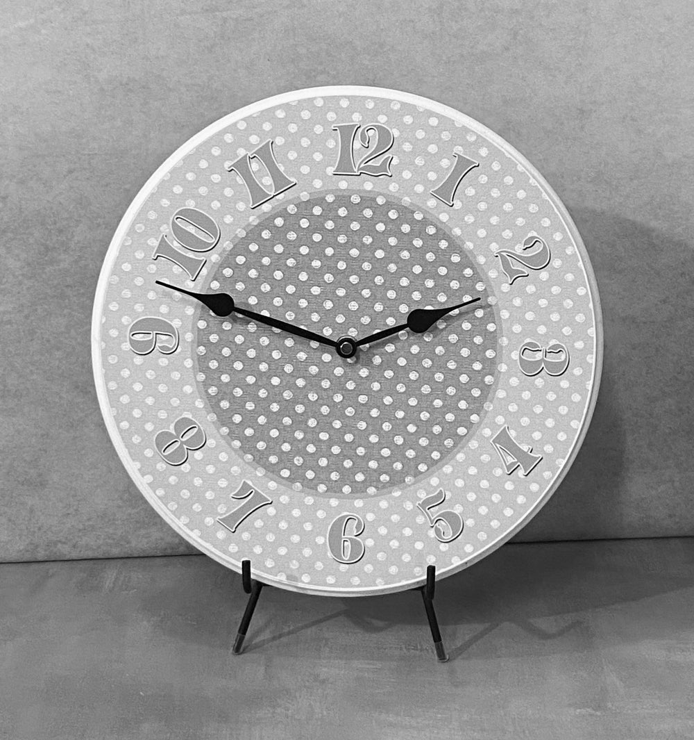 Gray Dotted Swiss Wall Clock - CustomBigClocks