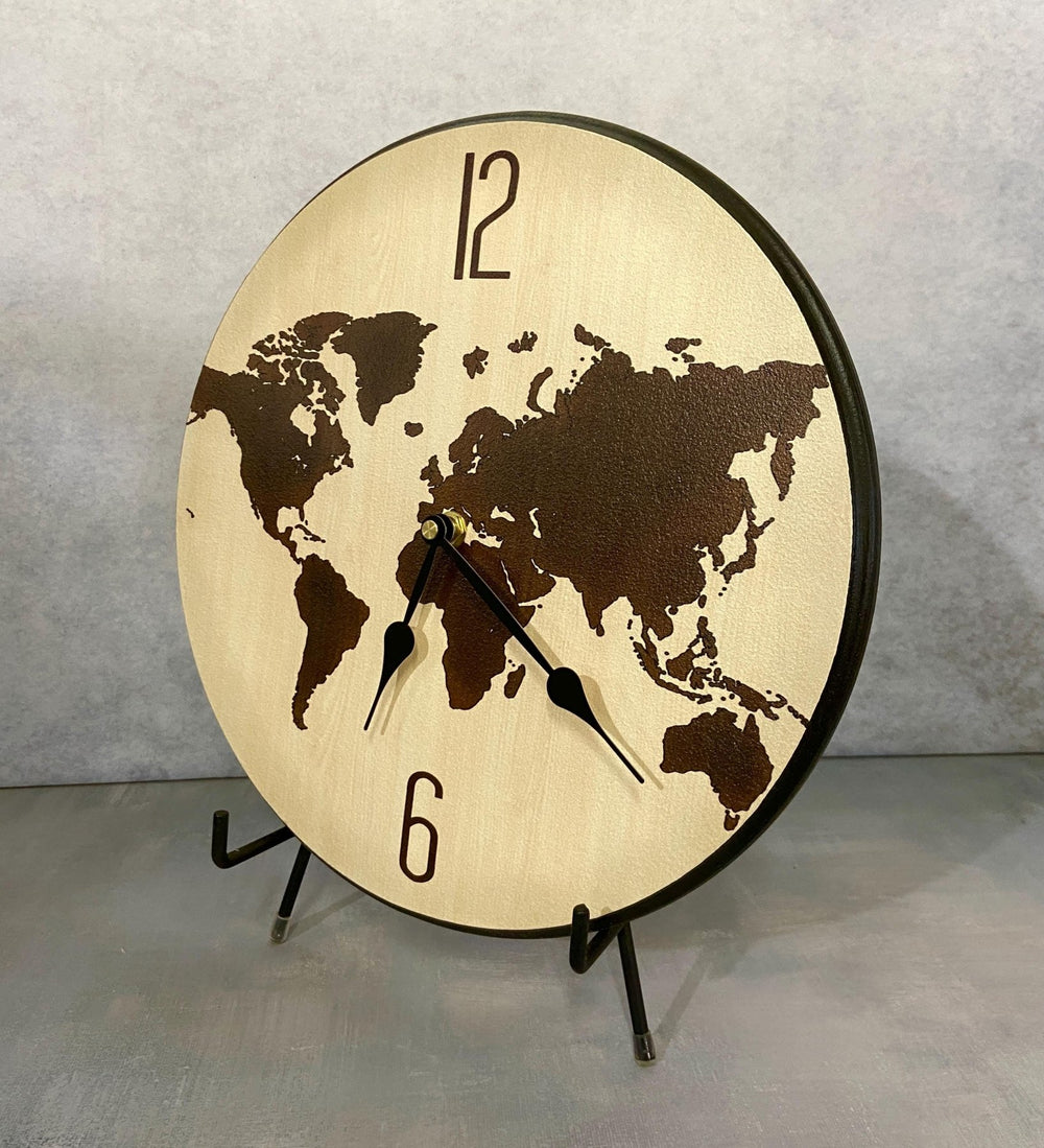 Birch Grain World Map Clock - CustomBigClocks