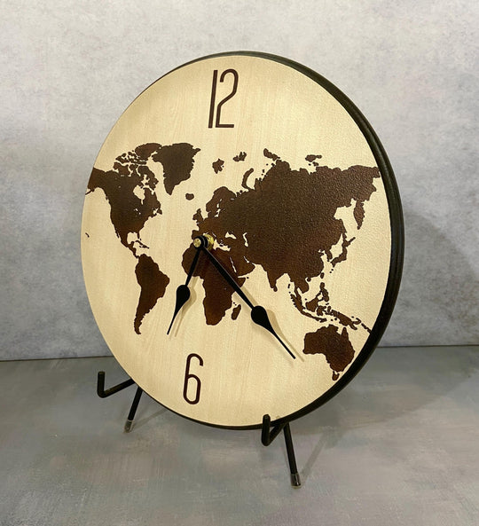 Birch Grain World Map Clock - CustomBigClocks