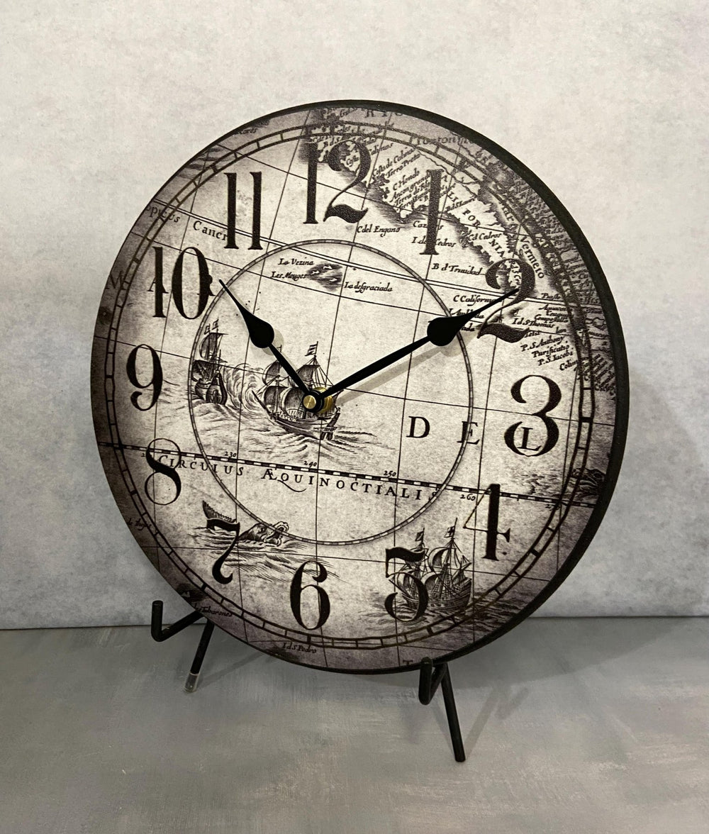 Gray Map Wall Clock - CustomBigClocks