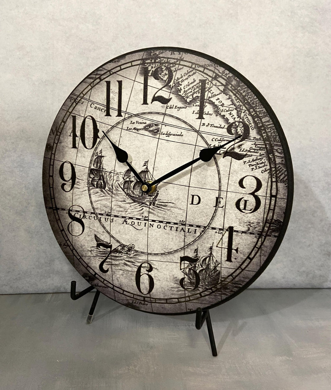 Gray Map Wall Clock - CustomBigClocks