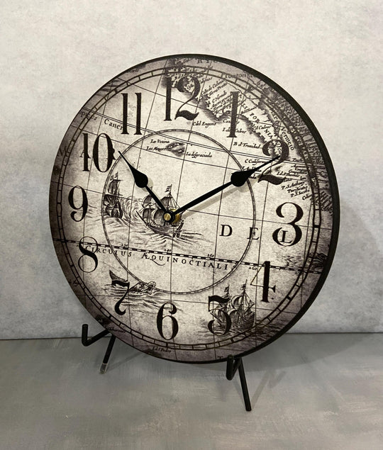 Gray Map Wall Clock - CustomBigClocks