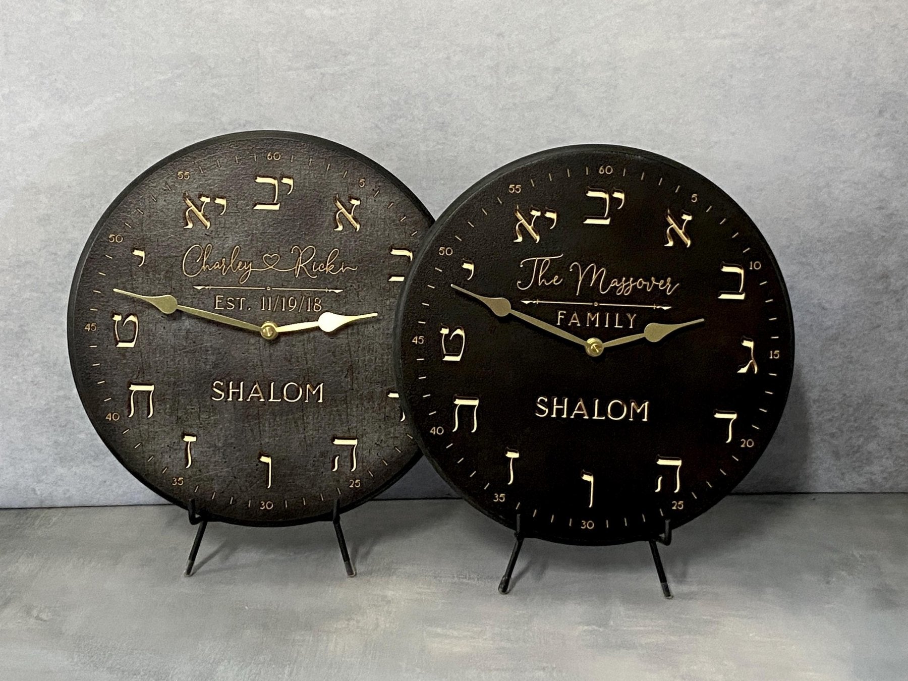 Black Or Gray Hebrew Clock - CustomBigClocks