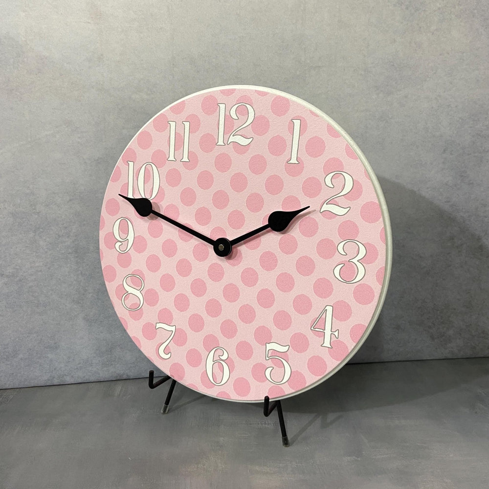 Pink Polka Dot Wall Clock - CustomBigClocks