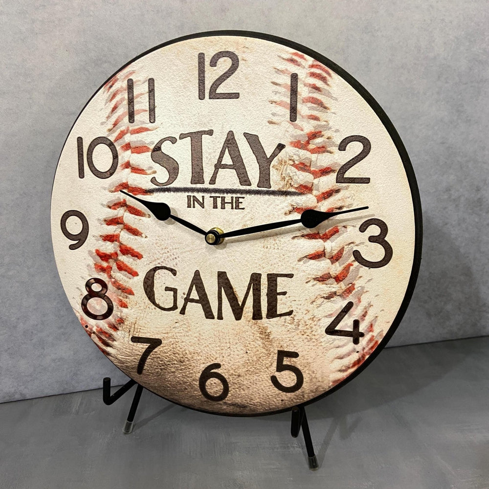 Stay In The Game Baseball Wall Clock - CustomBigClocks