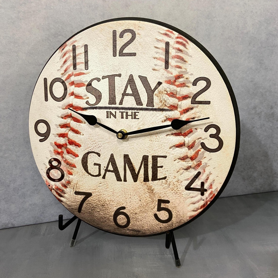 Stay In The Game Baseball Wall Clock - CustomBigClocks