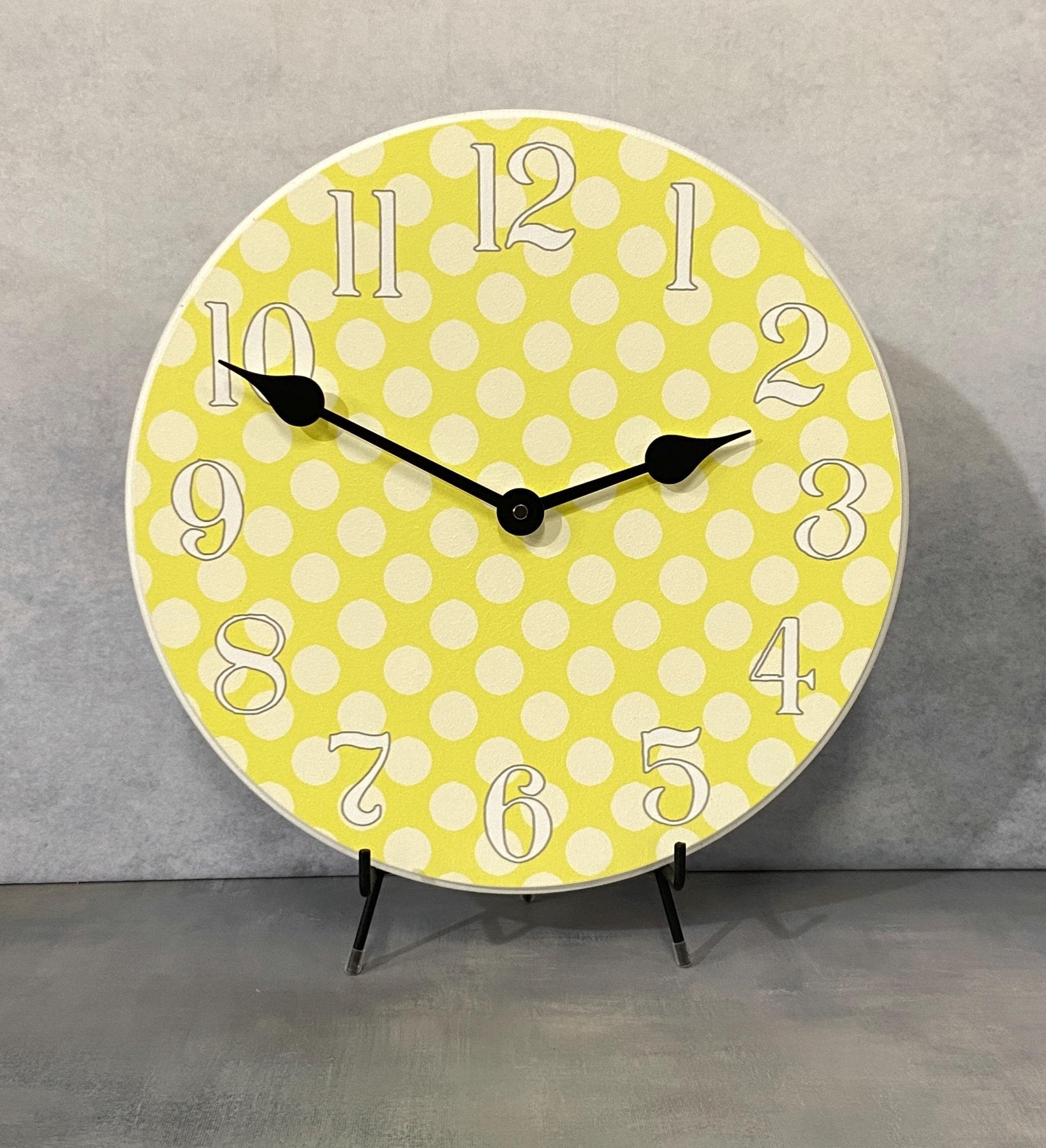 Yellow Polka Dot Wall Clock - CustomBigClocks