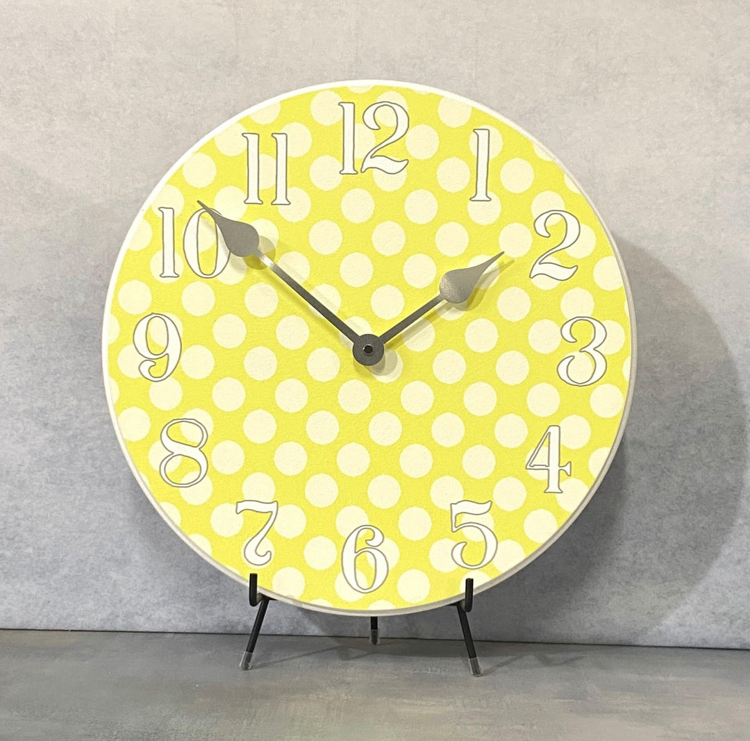 Yellow Polka Dot Wall Clock - CustomBigClocks