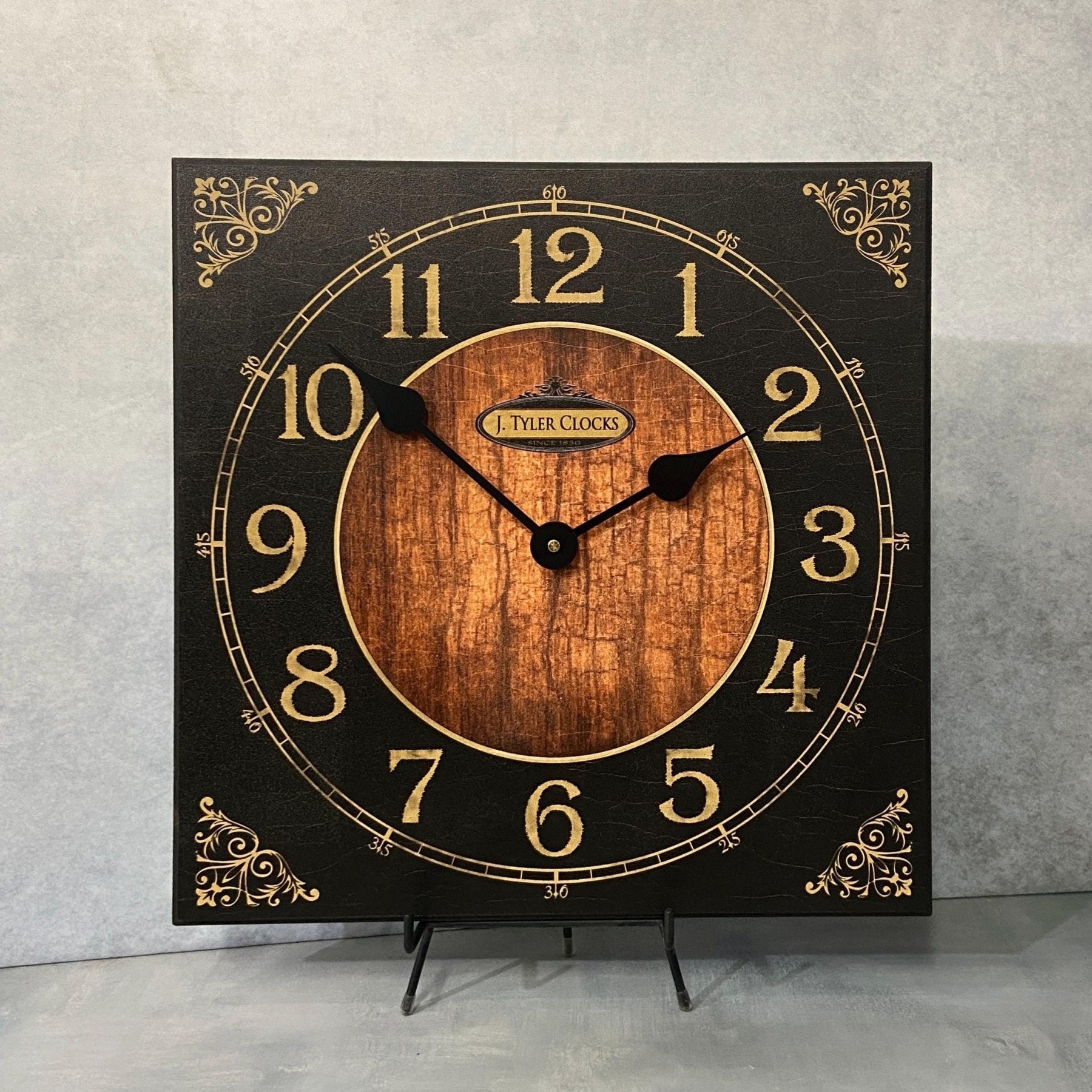 Black & Wood Square Wall Clock - CustomBigClocks