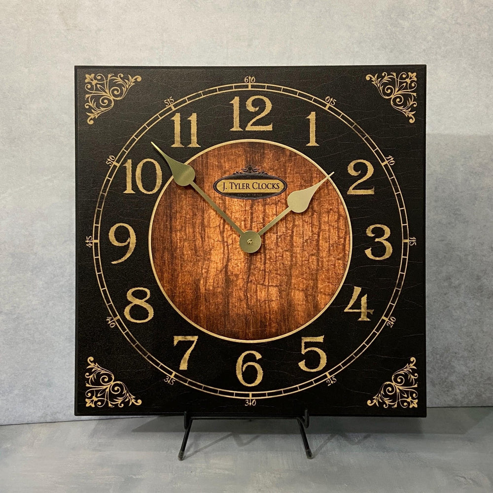 Black & Wood Square Wall Clock - CustomBigClocks