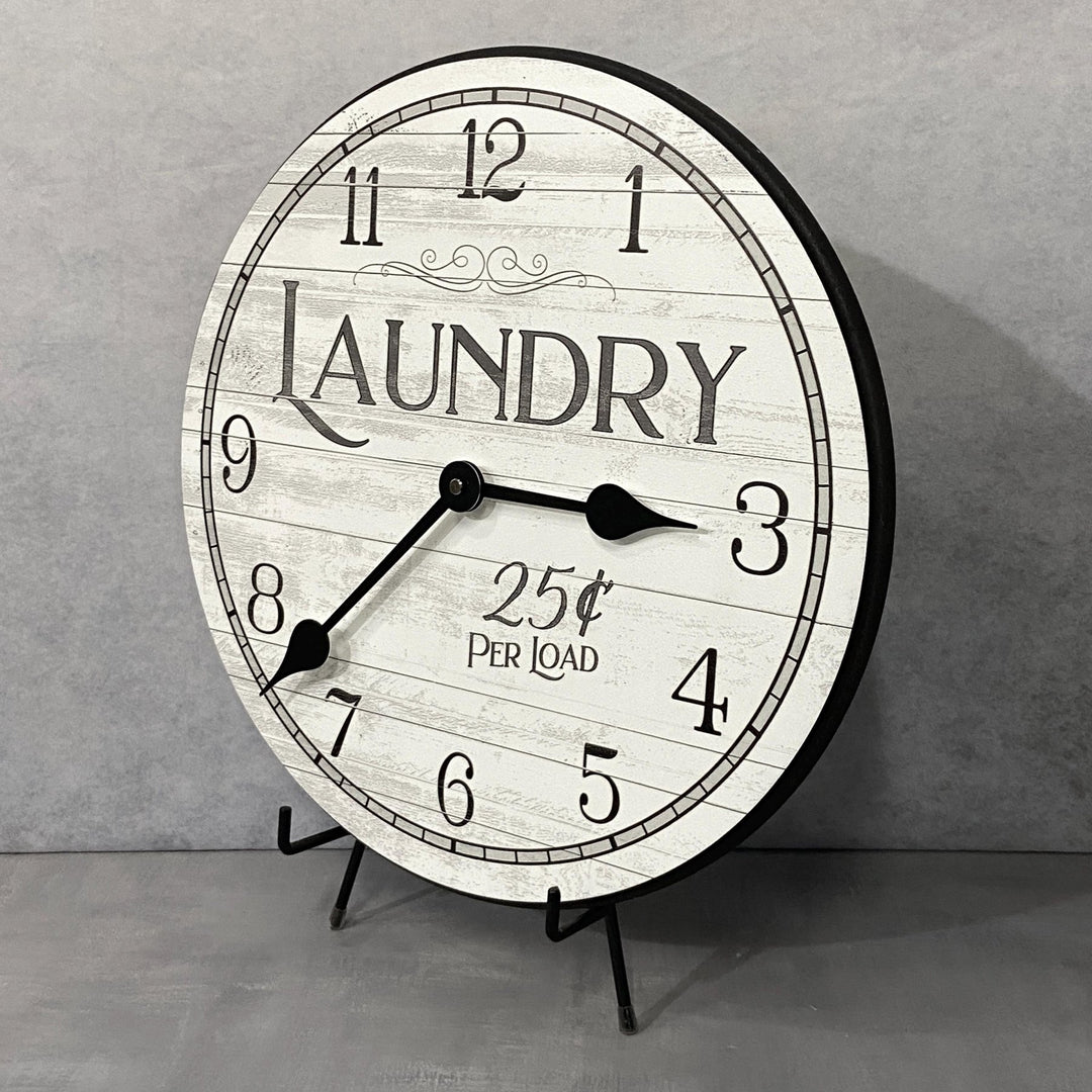 White Laundry Wall Clock - CustomBigClocks