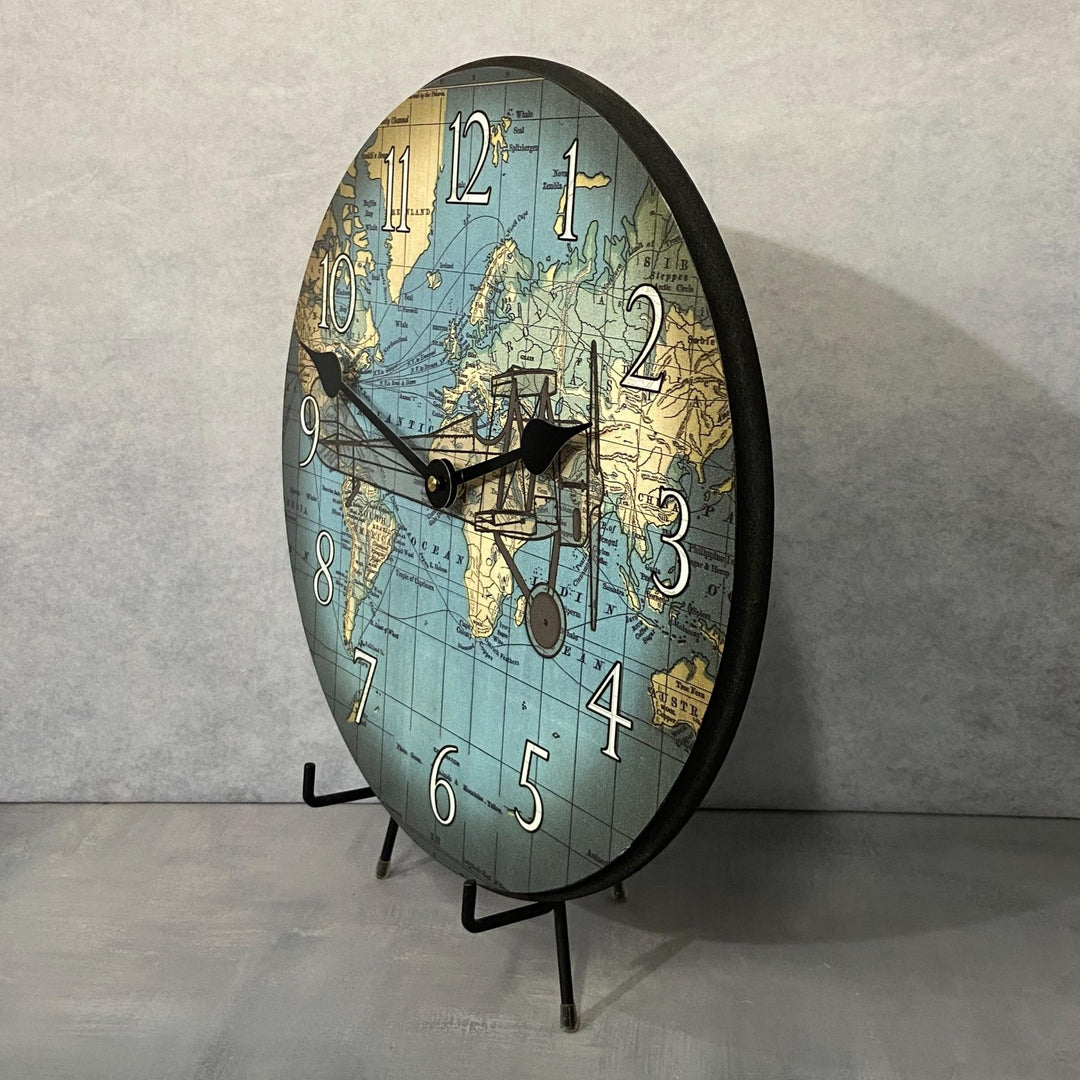 Around The World Airplane Wall Clock - CustomBigClocks