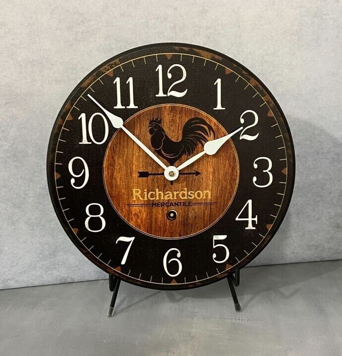 Black & Wood 2 Rooster Wall Clock - CustomBigClocks