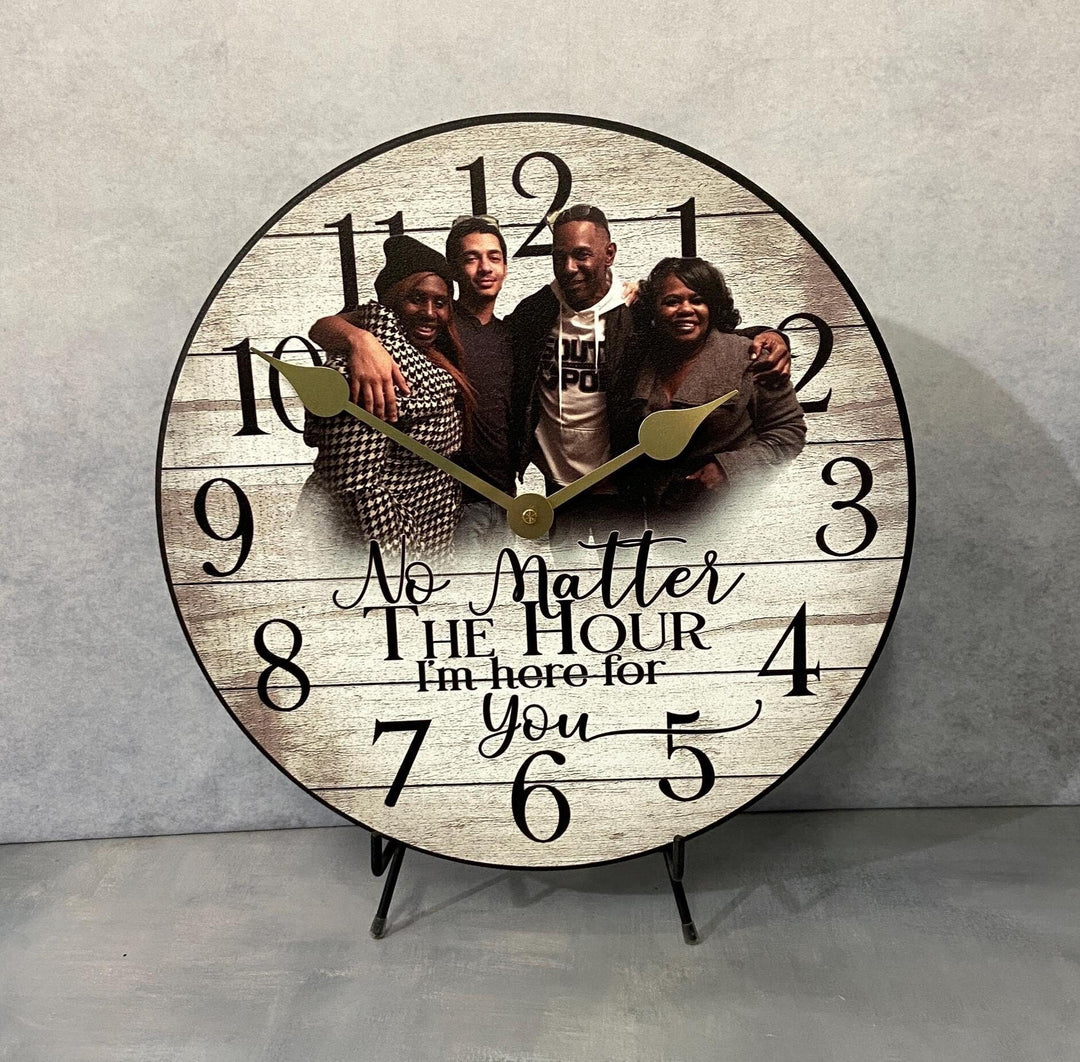 Personalized Whitewash Wood Photo Wall Clock - CustomBigClocks